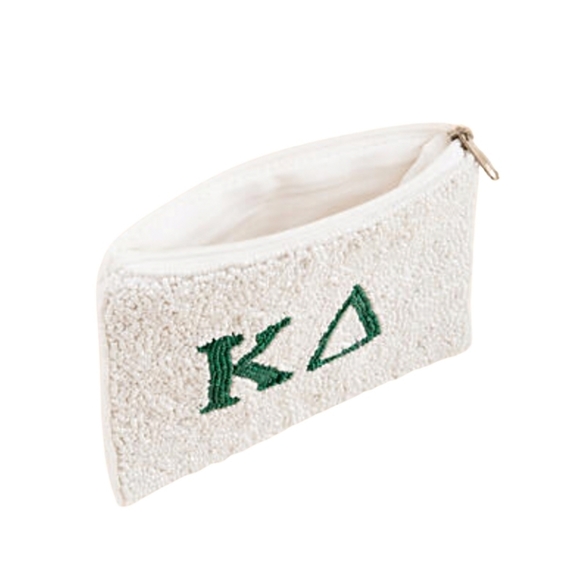 NEW Kappa Delta Sorority Hand Beaded Coin Pouch Big Little Gift Zipper Closure - Picture 3 of 6